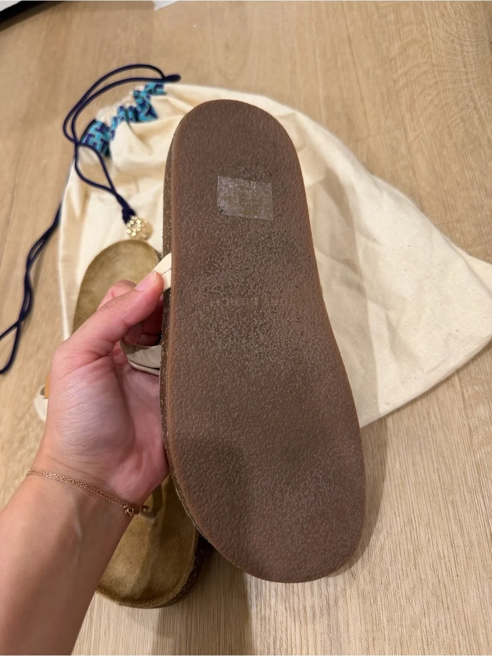 Authentic Tory Burch Miller Cloud Leather Sandal- Cream/Caramel